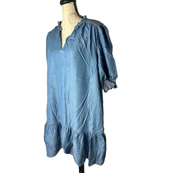 Lauren Ralph Lauren Denim‎ Puff-Sleeve Shirt Dress, Size 14 Jean Blue Pockets - Picture 2 of 5